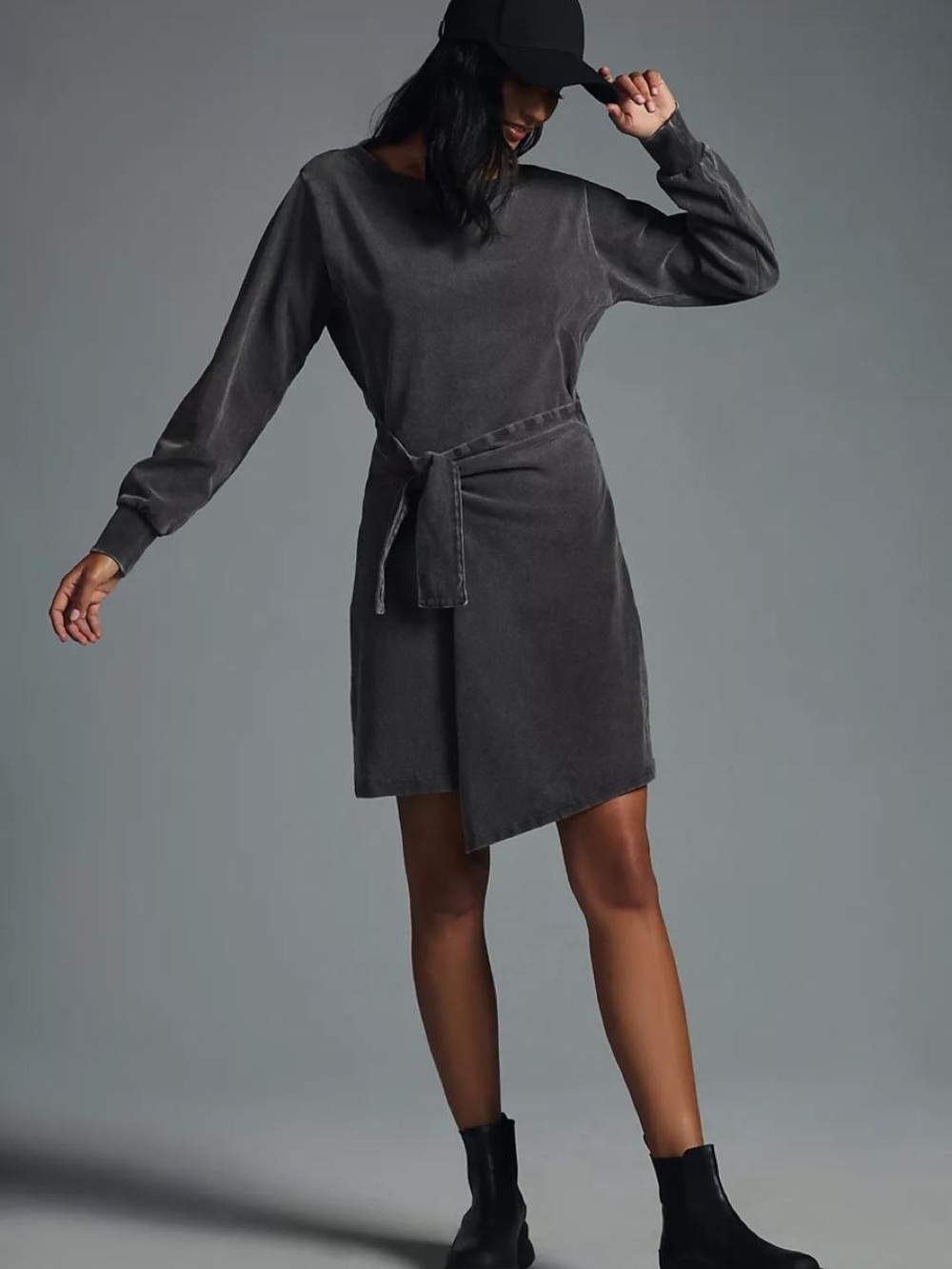 Women’s Daily Practice Anthropologie Tie Front Gray Lounge Mini Dress Size Small